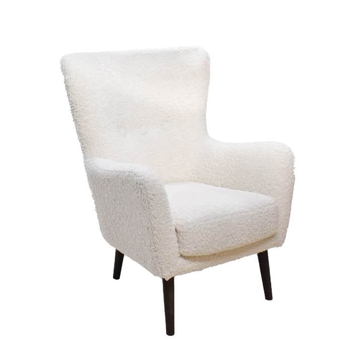 Alvesta Teddy lænestol i hvid, Ben i mørk eg