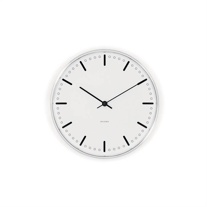Arne Jacobsen City Hall vægur - Ø:21 cm - Hvid/sort
