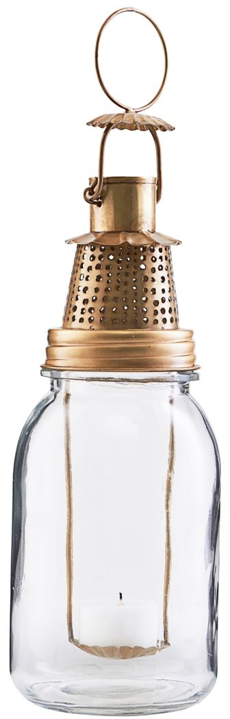 Lanterne House Doctor Fhia antik messing Ø9 x H25 cm glas og jern dekoration