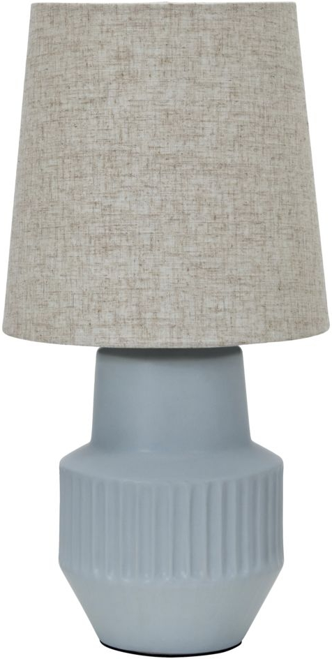 Bordlampe House Doctor Noam i lyseblåt keramik med hørskærm Ø25 x H48 cm