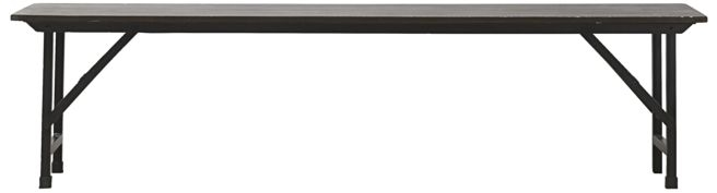 Bænk til entré House Doctor Party foldbar mangotræ jern L180 x B36 x H45 cm sort
