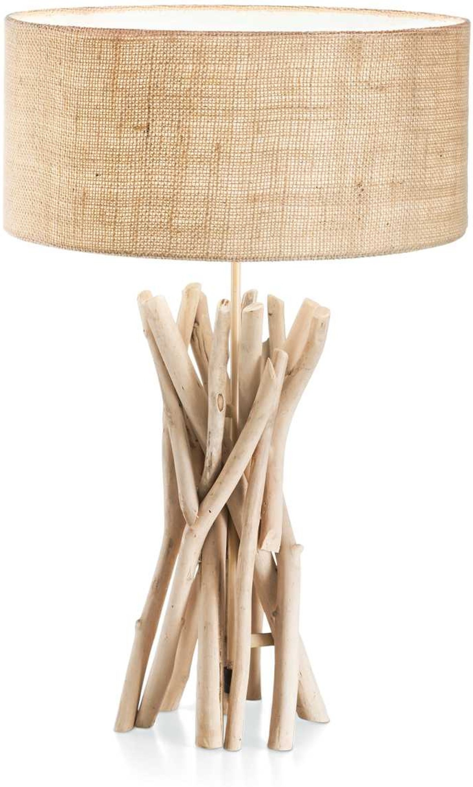 Bordlampe Driftwood Ideal Lux Ø40 x H52 cm  -  naturlig træ og stof