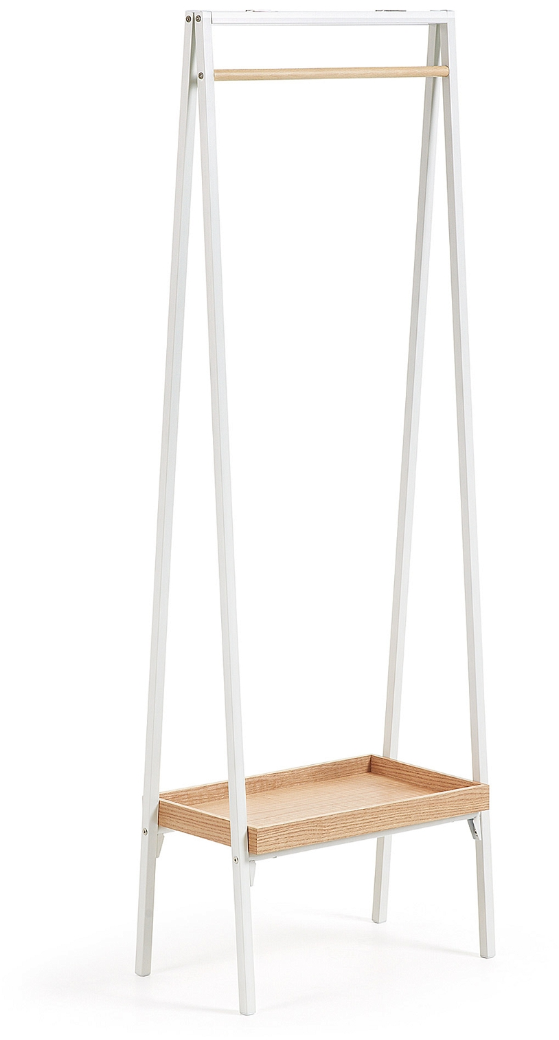 Knagerække Kave Home Benny i hvidmalet metal og MDF egefiner 160x30x55 cm