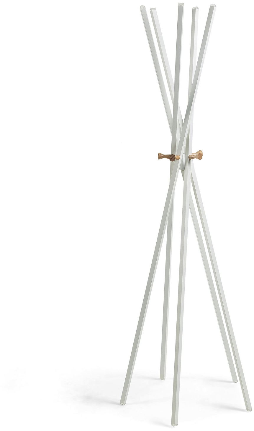 Knagerække & hattehylde Kave Home Chelsey  -  stumtjener i mat metal & træknopper, hvid/natur, nordisk design
