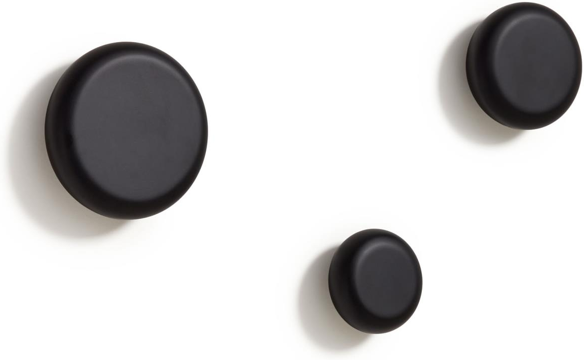 Knagerække Kave Home Nadue 3 runde knager massiv bøgetræ sort nordisk moderne tidløst design nem montering lokal produktion