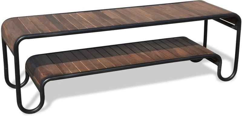 TV-bænk OBUZI Christiania Dark  -  mørk rosentræ og sort jern, H45ÃB140ÃD40 cm