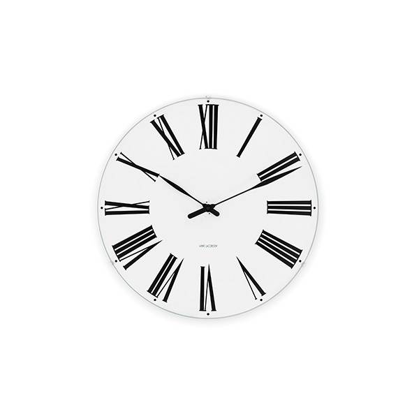 Arne Jacobsen Roman Vægur - Ø:16 cm - Hvid/sort