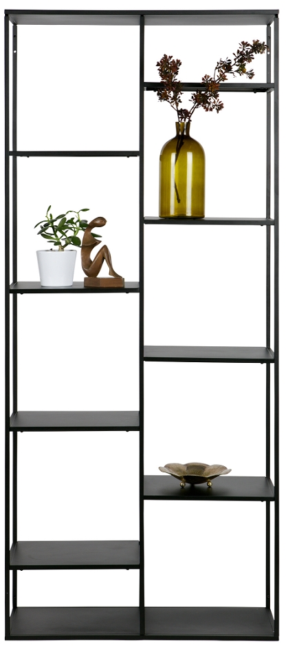 Rumdelende reol WOOOD Exclusive June sort metal 8 hylder H195xB85xD35 cm