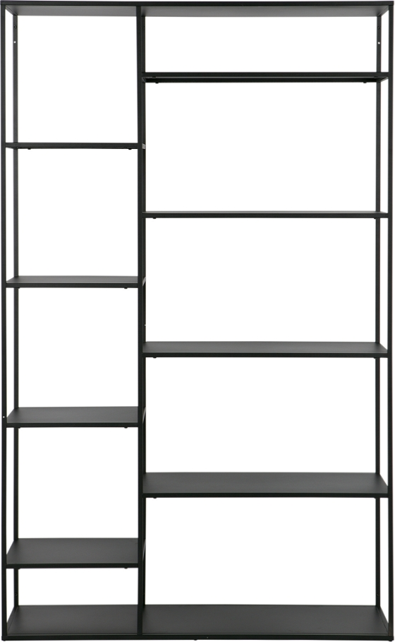 WOOOD Exclusive June rumdeler reol i sort metal 8 hylder H195ÃB120ÃD35 cm