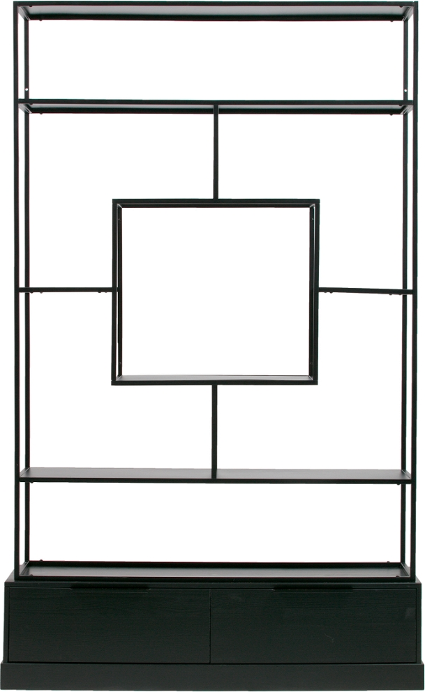 Rumdeler & reol WOOOD Exclusive Fons 204x126x38 cm sort metal/træ