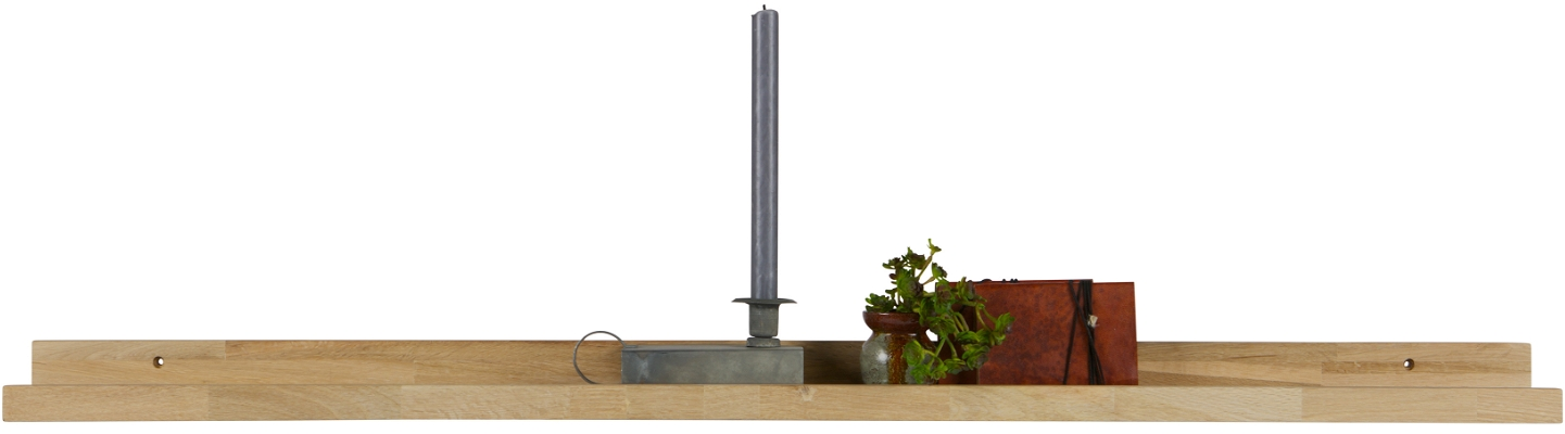 Billedhylde WOOOD Studio i FSC-certificeret egetræ natur 120x10x5 cm  -  elegant væghylde