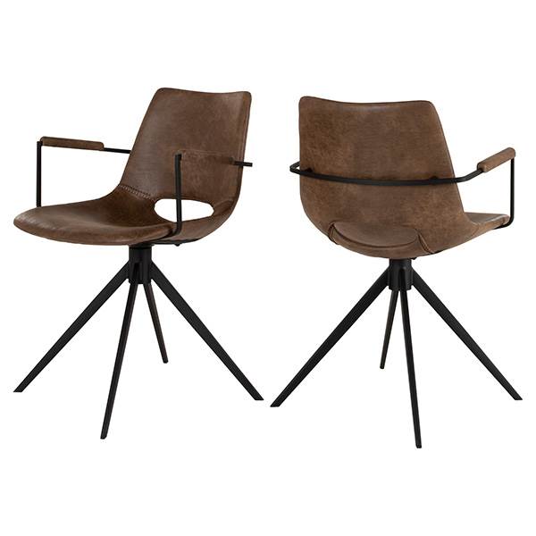 Cayman spisebordsstol med drejefunktion og armlæn - Topper Light Brown