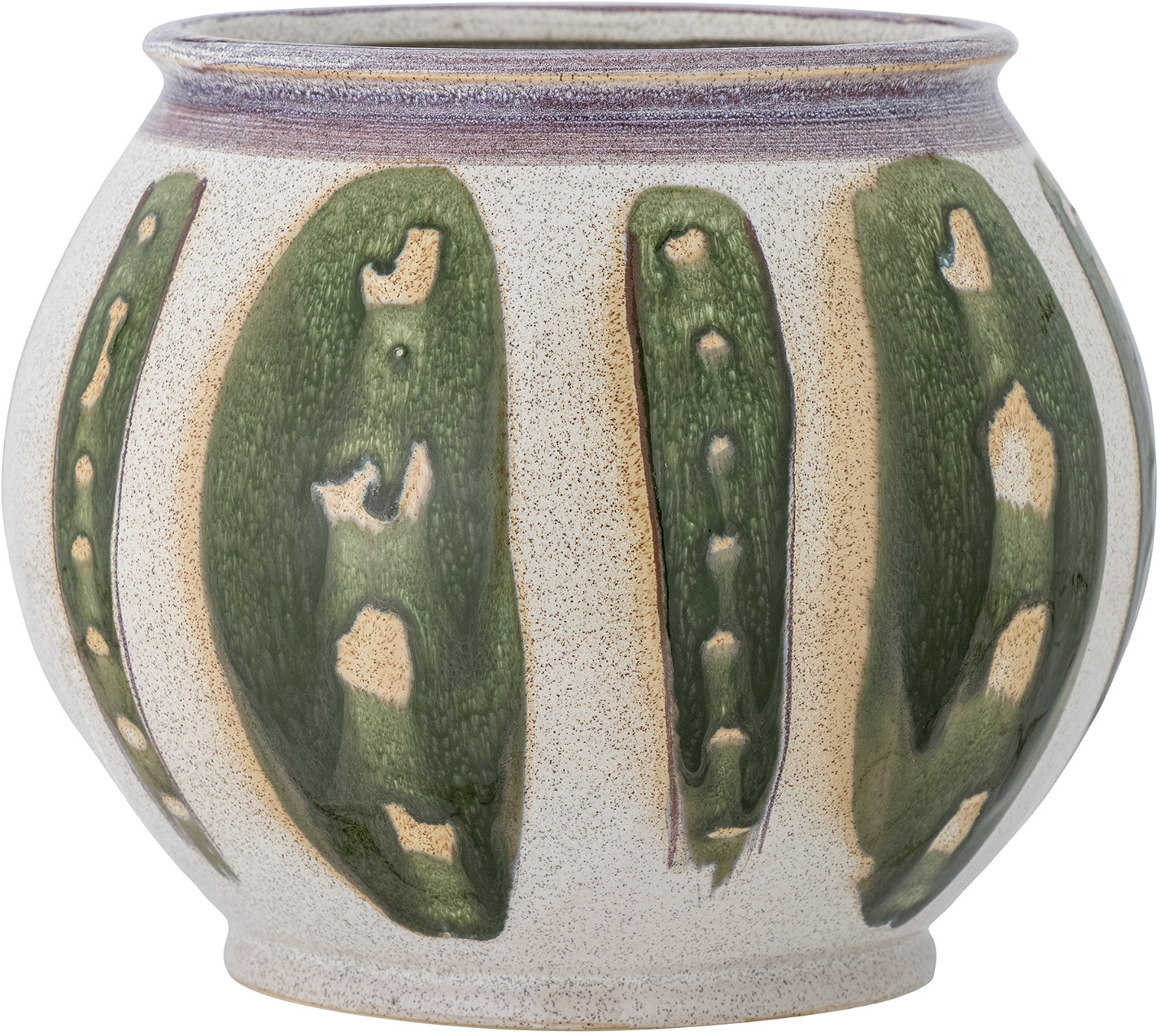 Urtepotteskjuler Creative Collection Sazan hånddekoreret stentøj Ø29 x H24 cm grøn
