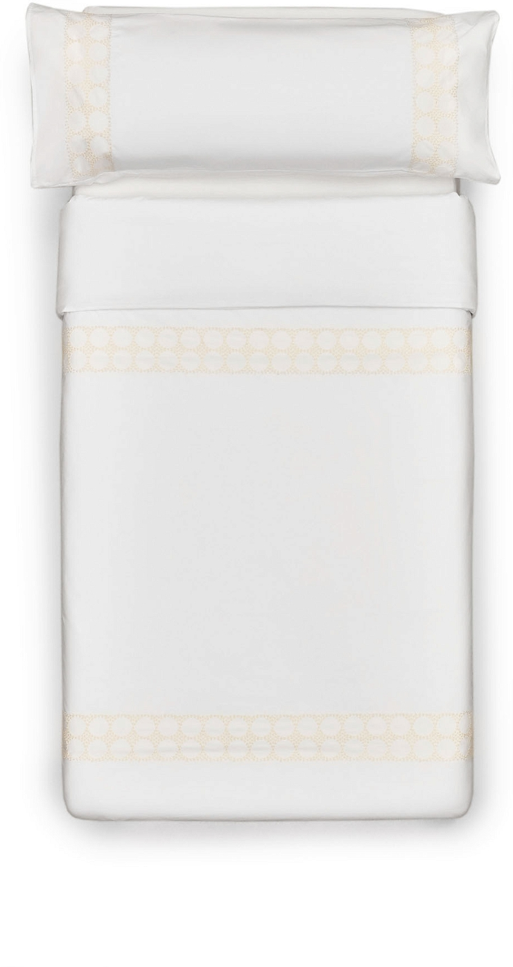Sengetøjssæt Teia Kave Home dynebetræk & pudebetræk 100% bomuldspercale hvid med diskret broderi 150x220 cm