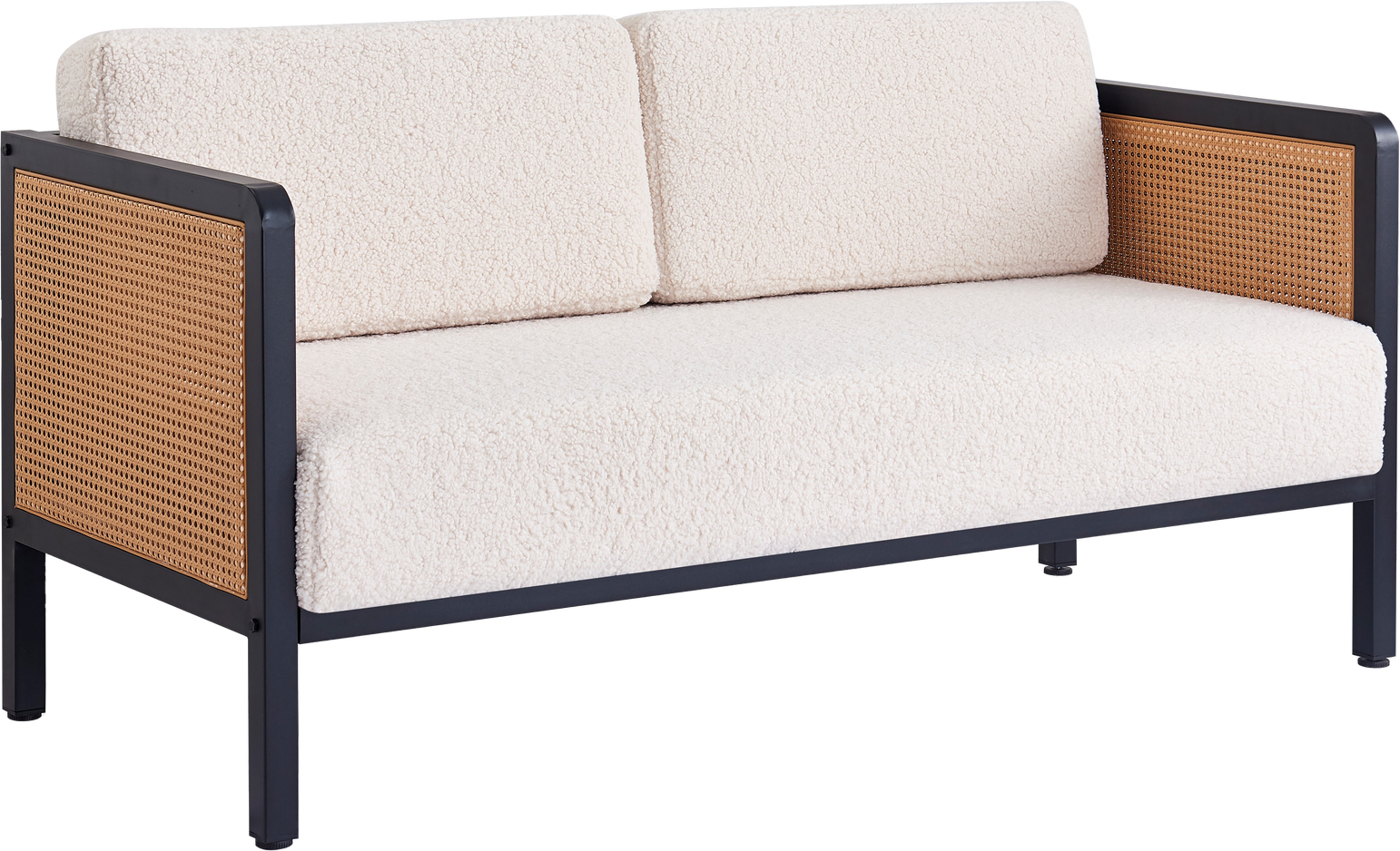 Bænk Nordlys Furniture Soforebro hvid bouclé 160 cm med sort metalstel