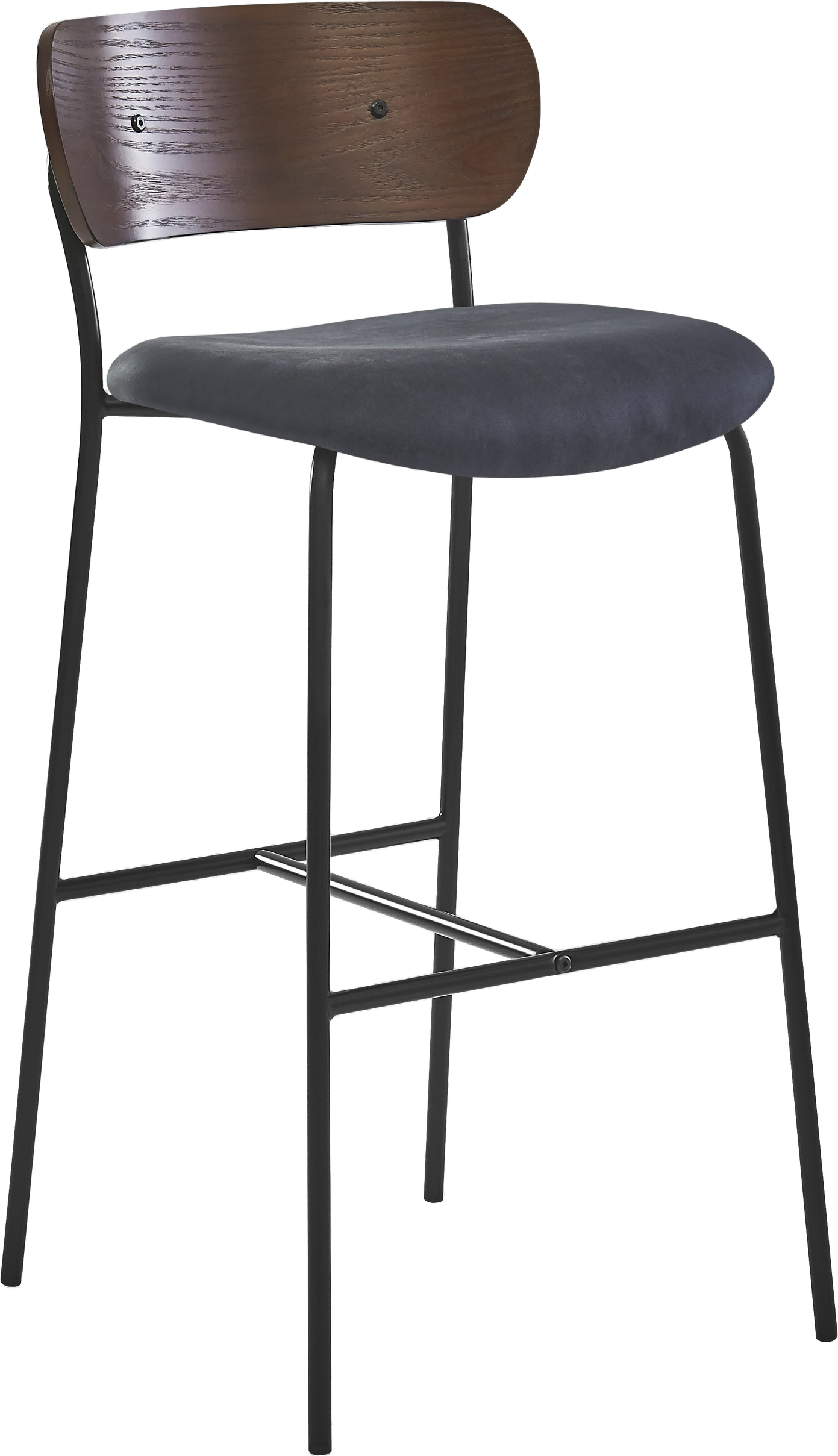 Barstol Nordlys Furniture Tablincoln i sort kunstlæder  -  stabelbar, ergonomisk ryg, H93,5Ã45,5Ã51,5 cm