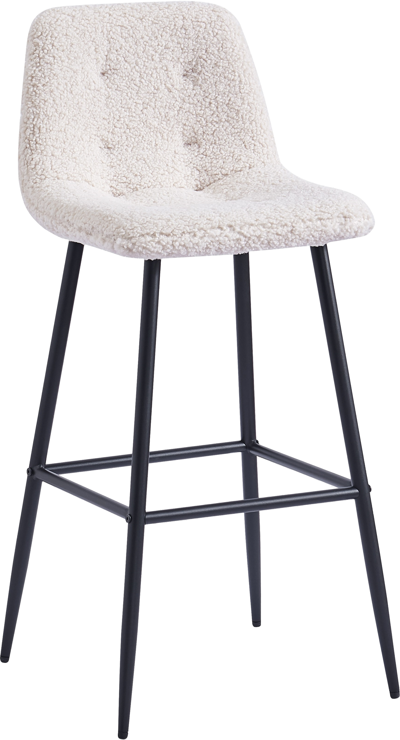 Barstol Nordlys Furniture Tabbjorn hvid bouclé-stof sorte metalben 102x46,5 cm
