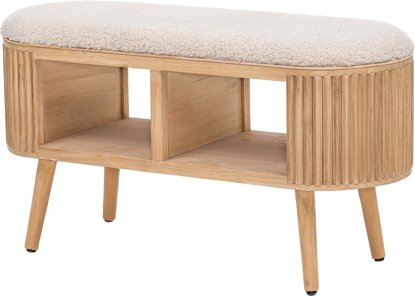 Bænk til entré/siddebænk Nordlys Furniture Isumi hvid bouclé med opbevaring B90ÃD35ÃH45 cm