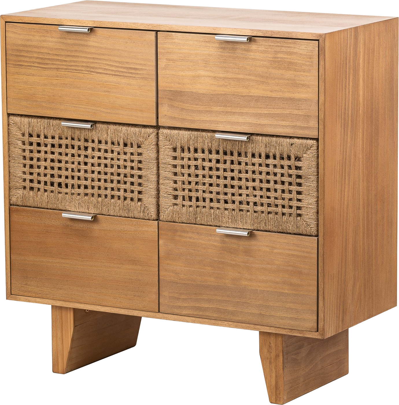 Kommode Malaga Nordlys Furniture naturtræ med reb 6 skuffer H78ÃB75ÃD35 cm