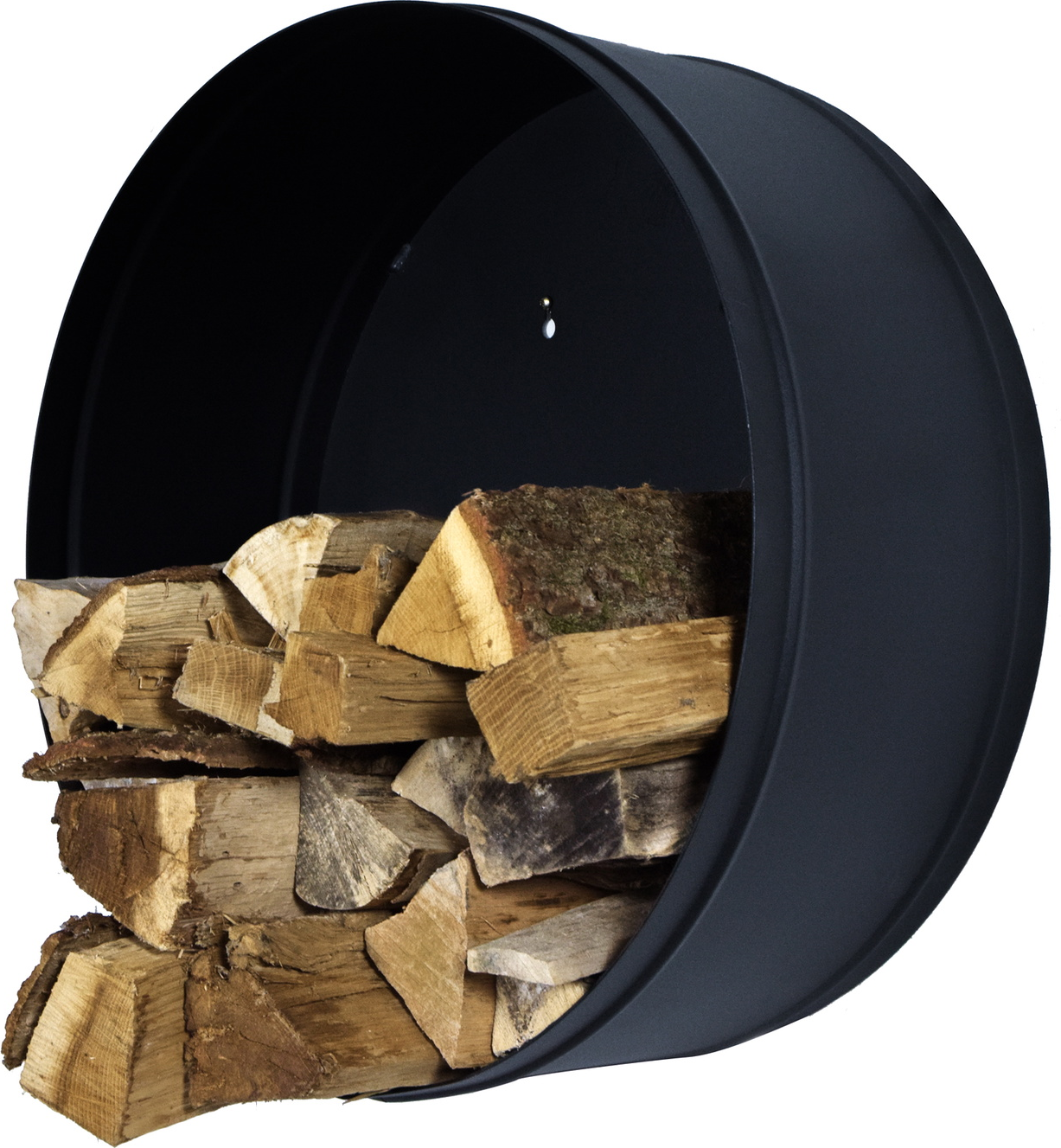 Brændestativ/brændeholder Spinder Design Banshee væghængt Ø60 x 33 cm mat sort stål