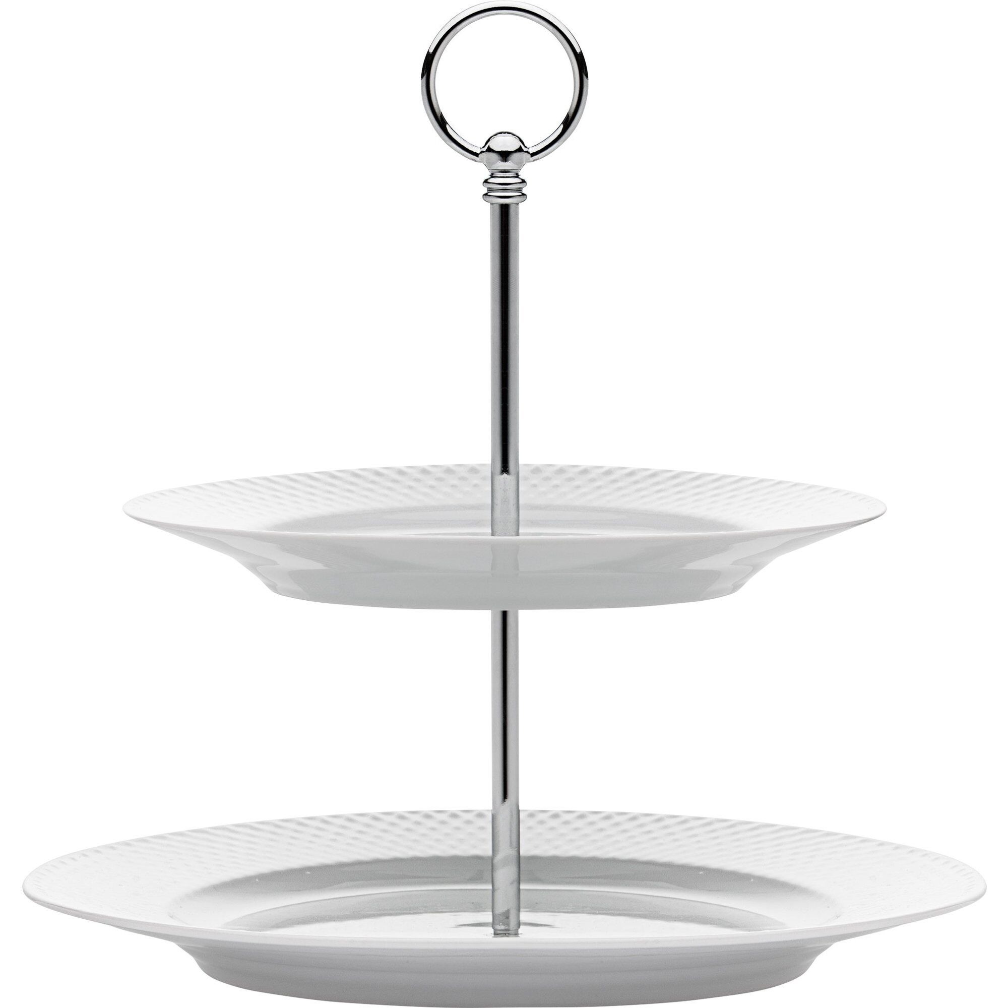 Lyngby porcelæn Rhombe kagefad, hvid, 27 cm