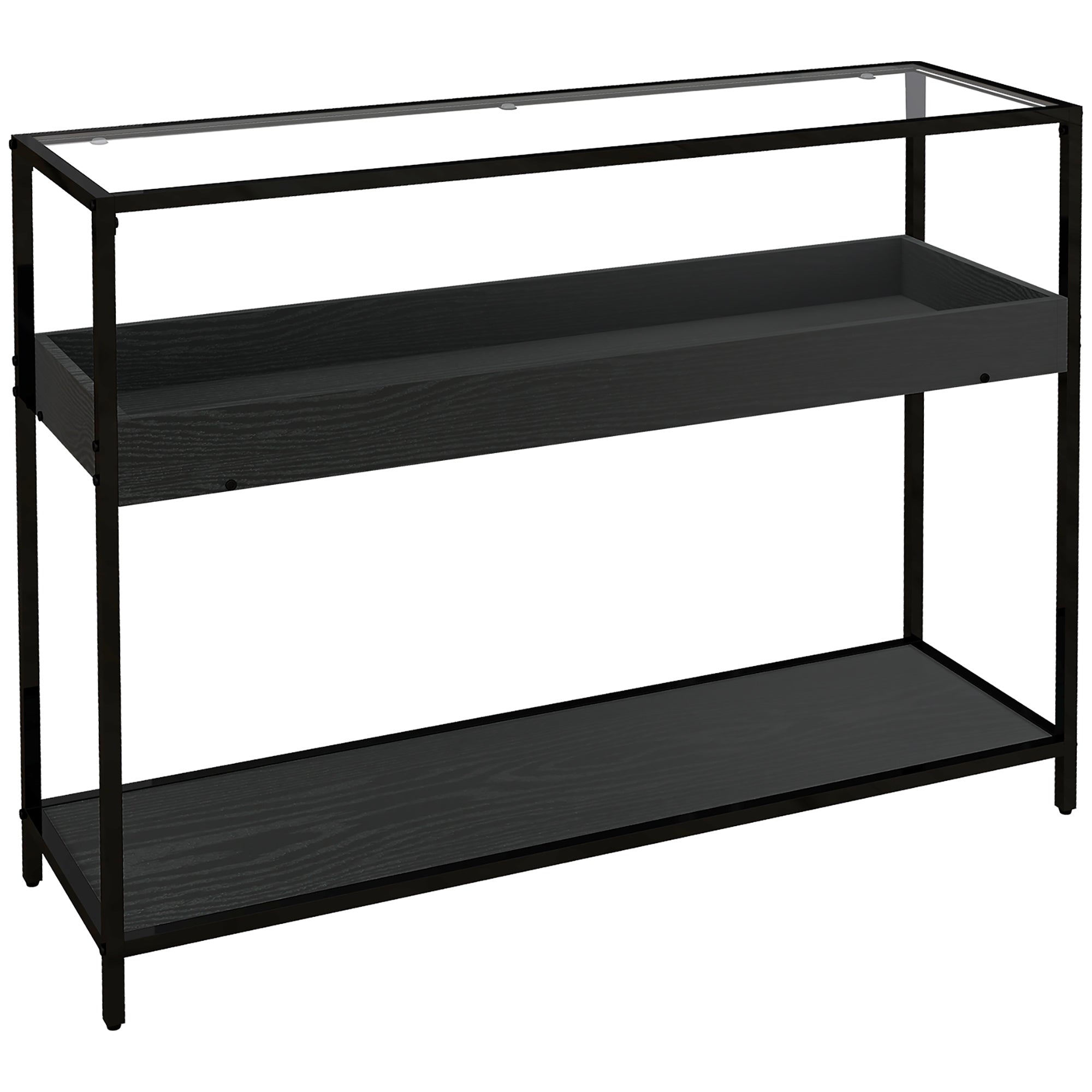 Konsolbord med 2 hylder, entrebord, entrekonsol, sort