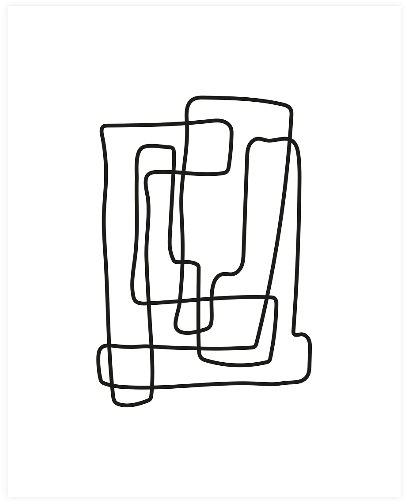 Plakat WOOOD Exclusive Lines, abstrakt sort-hvid kunsttryk på syrefrit papir, 45,5x65,5 cm