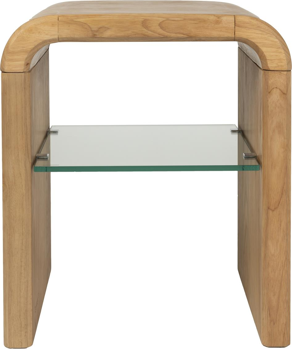 Sidebord Småbord Zuiver Brave Nougat Egetræsfiner med Glashylde H58xB42xL50 cm