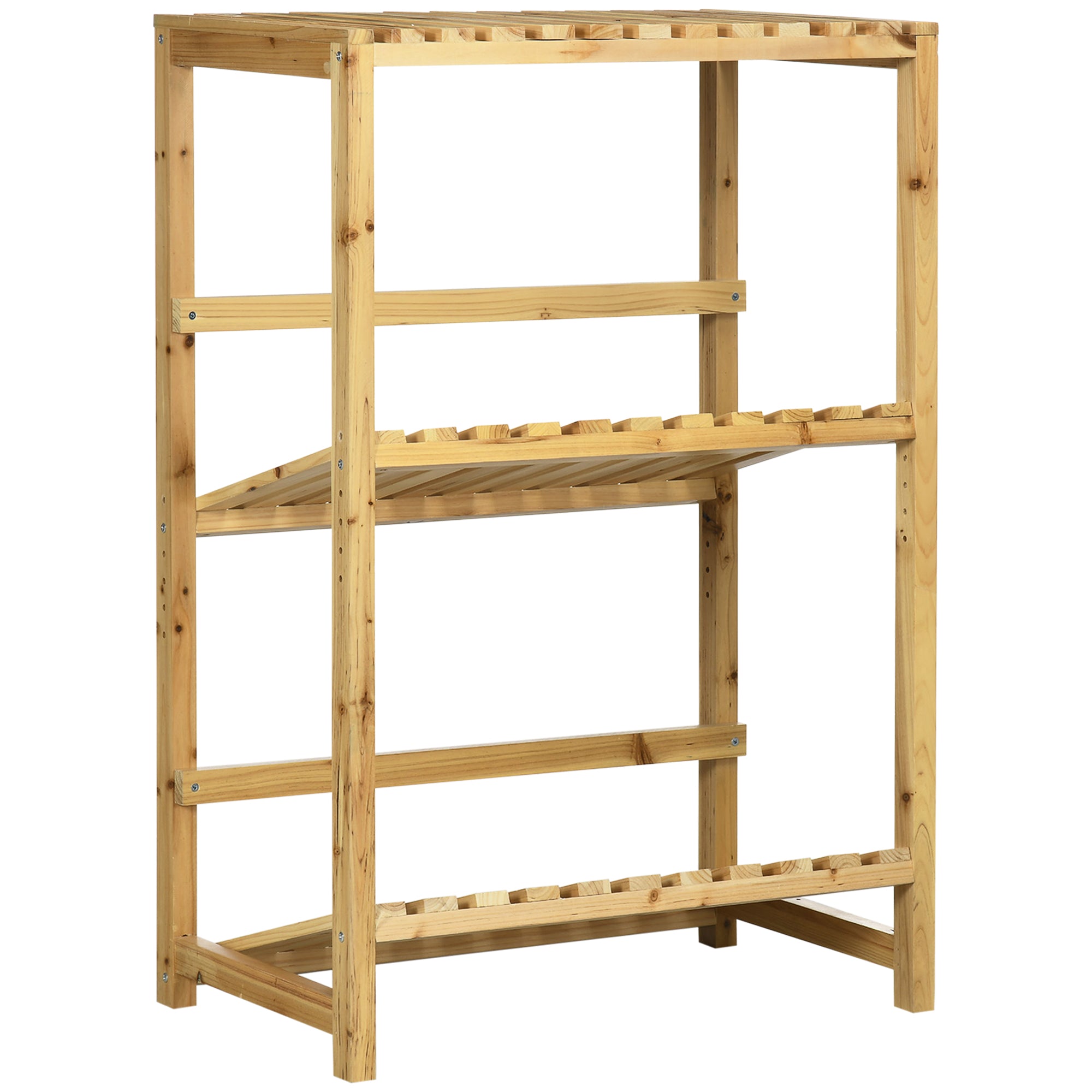 Hylde til drikkekasser, kassestativ til op til 4 kasser, naturtræ, 2 niveauer 74 x 45 x 111 cm