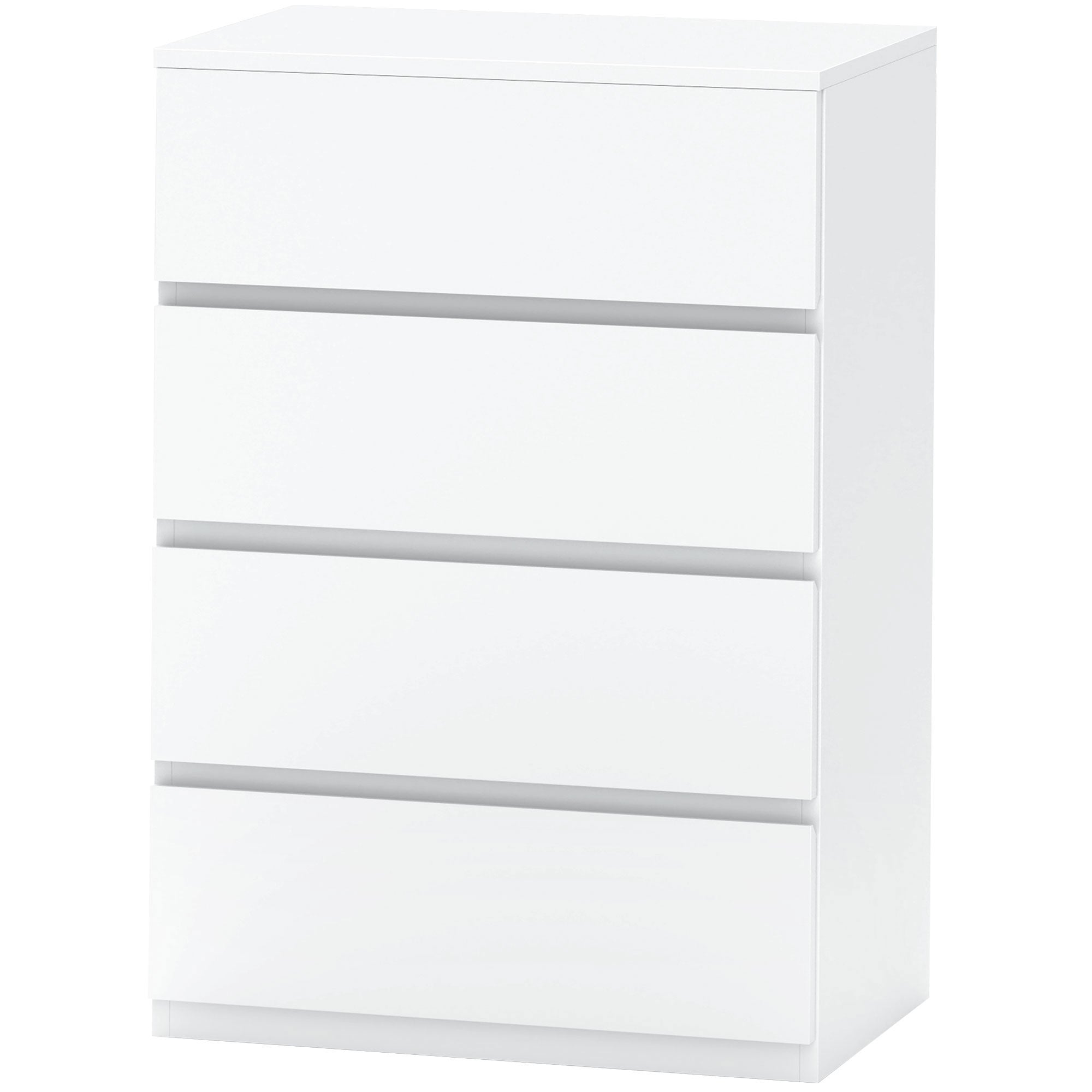 Kommode med skuffer, 4 skuffer, 55 cm x 33 cm x 80 cm, hvid