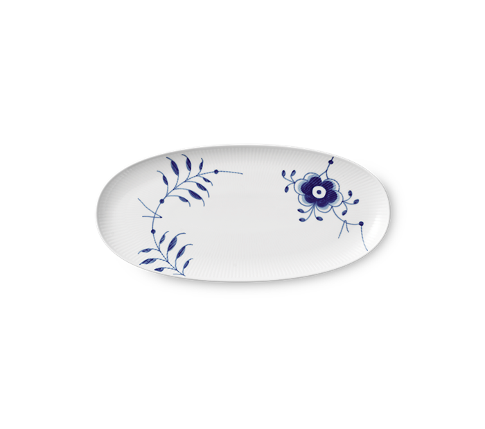 Royal Copenhagen Blå Mega Riflet Aflangt fad 37 cm.