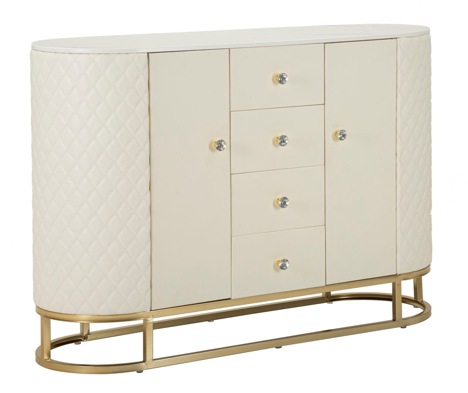 Glam kommode i guldfarve, træ, mdf, metal  -  120x40x85 cm