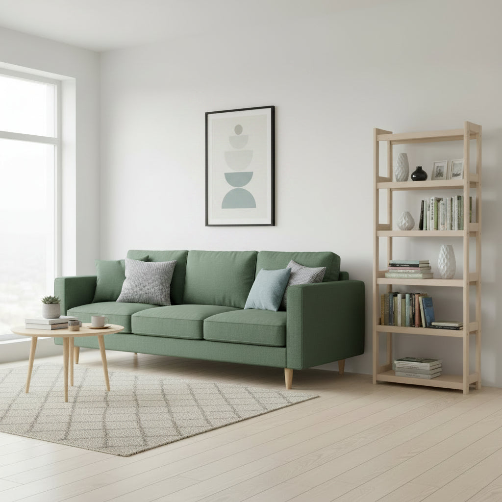 Bogreol i bøgetræ, 6 hylder, 165x50x25 cm