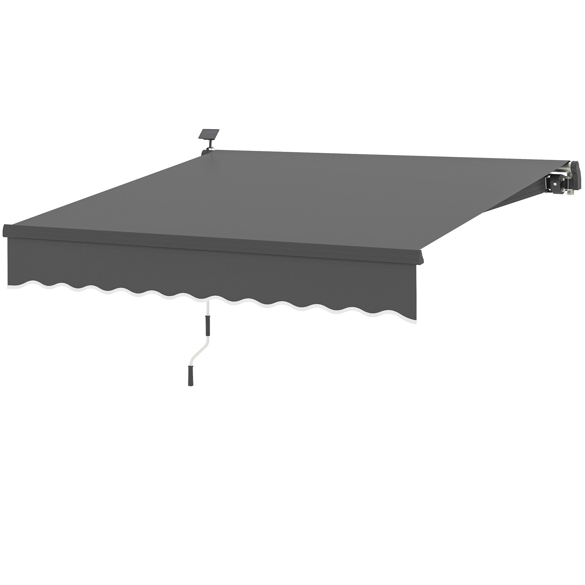Klemmemarkise med håndsving solcellelampe leddelt armmarkise markise solbeskyttelse uv 50+ 300 cm bred grå