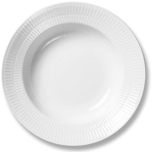 Royal Copenhagen Hvid Riflet Dyb tallerken, 21 cm  : Erling Christensen Møbler