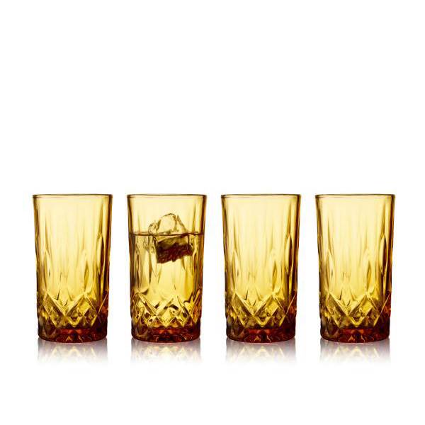 Lyngby Glas Sorrento Highball 38 cl 4 stk - Amber  : Erling Christensen Møbler