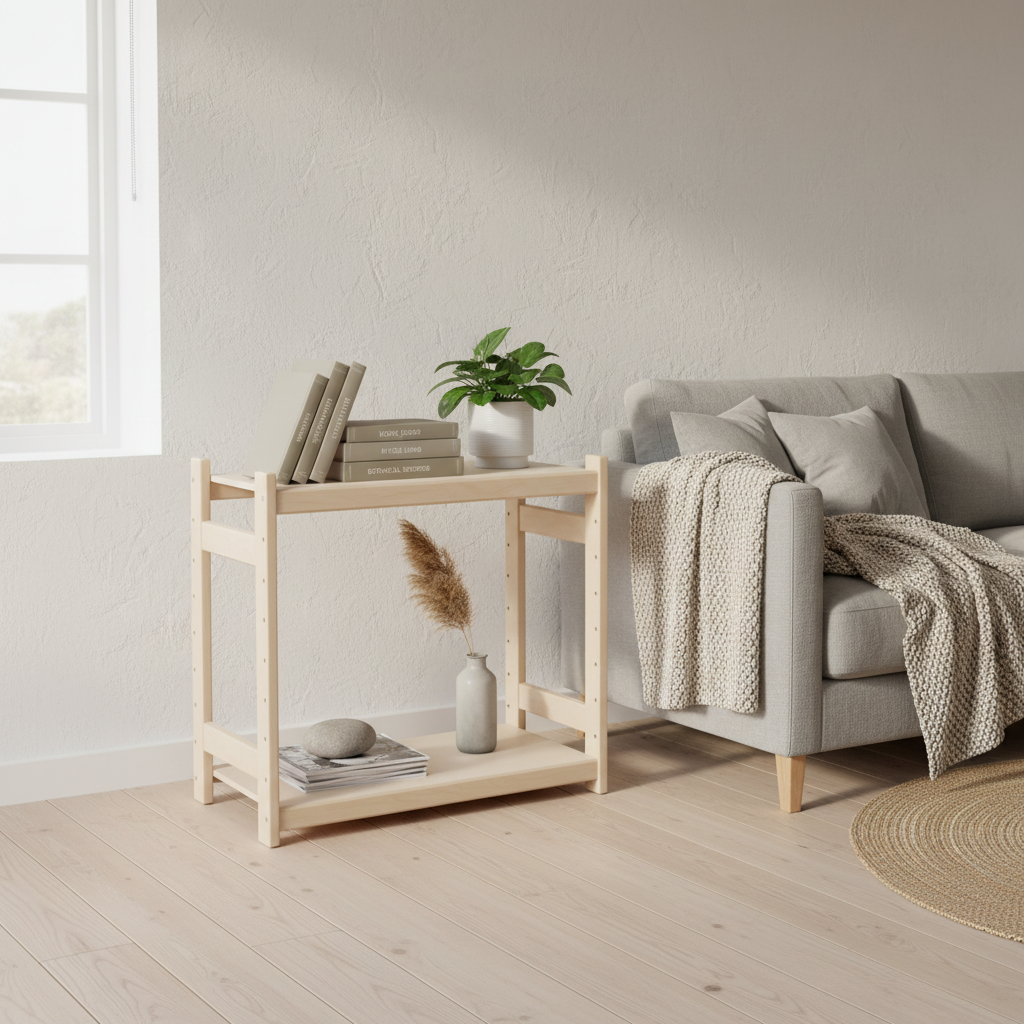 Modulær reol i bøgetræ, 2 hylder, 60x80x38 cm
