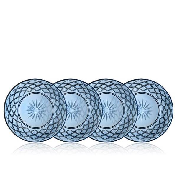 Lyngby Glas Sorrento Glastallerken Dia 21 cm 4 stk - Blå  : Erling Christensen Møbler