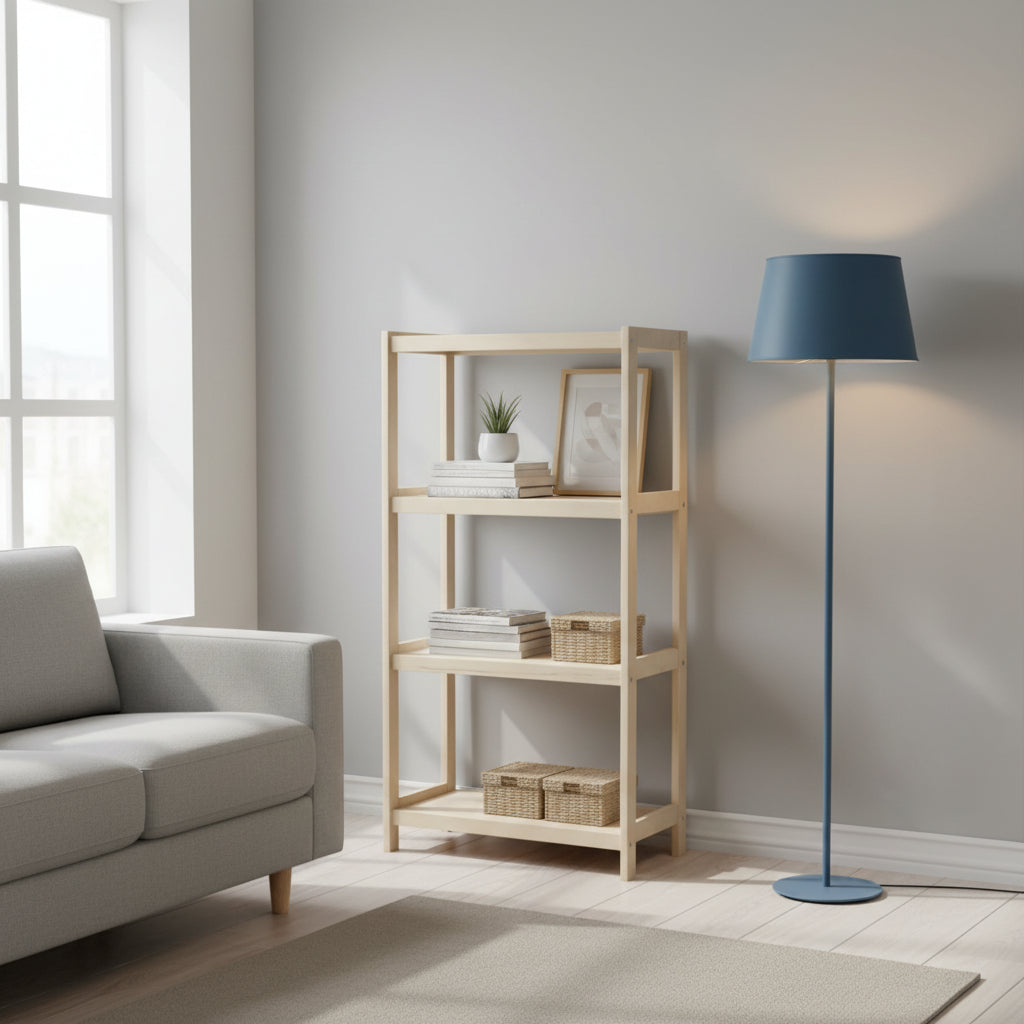 Bogreol i bøgetræ STRONG, 4 hylder, 133x70x38 cm