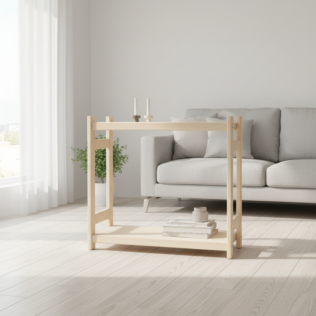 Modulær reol i bøg, 2 hylder, 45 Ã 60 Ã 43 cm