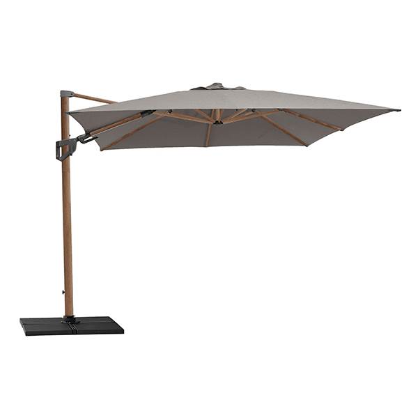 Cane-line Hyde Luxe parasol inkl. fod - 3x4 m. - Aluminium (wood look) w/Taupe fabric  : Erling Christensen Møbler