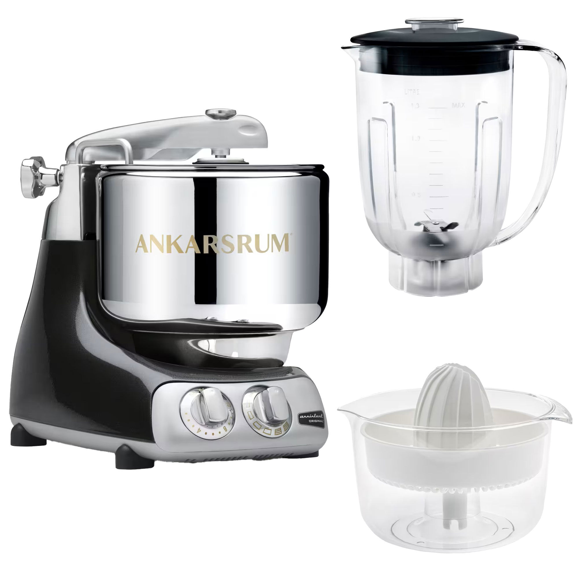 Ankarsrum Assistent AKM6230 + mixerkande og citruspresser, black diamond