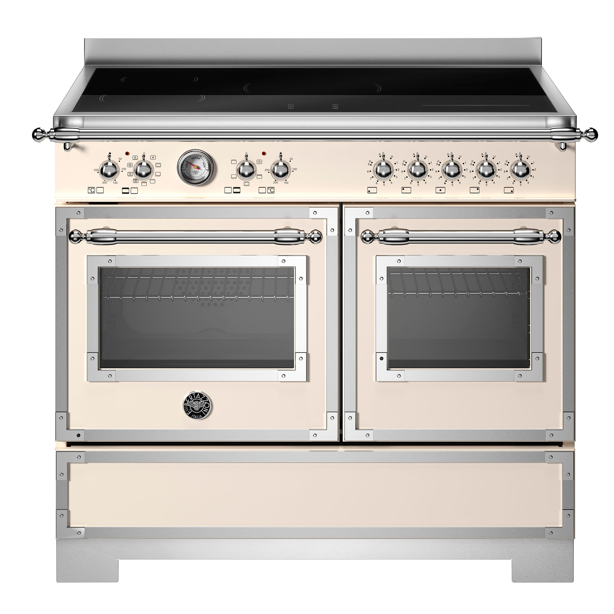 Bertazzoni HER105I2EAVT2 Heritage induktionskomfur 100 cm med 5 zoner og 2 ovne, elfenbenshvid