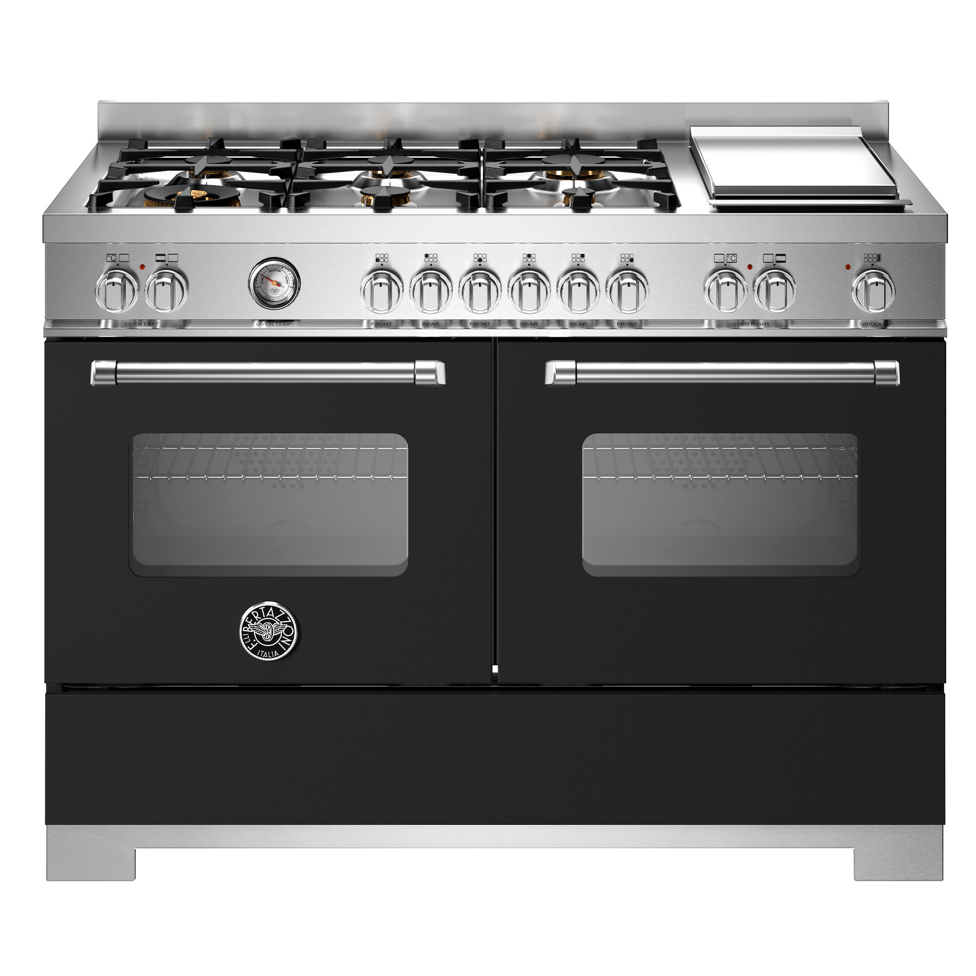 Bertazzoni MAS126G2ENET2 Master gaskomfur 120 cm med 6 brændere, stegebord og 2 ovne, mat sort