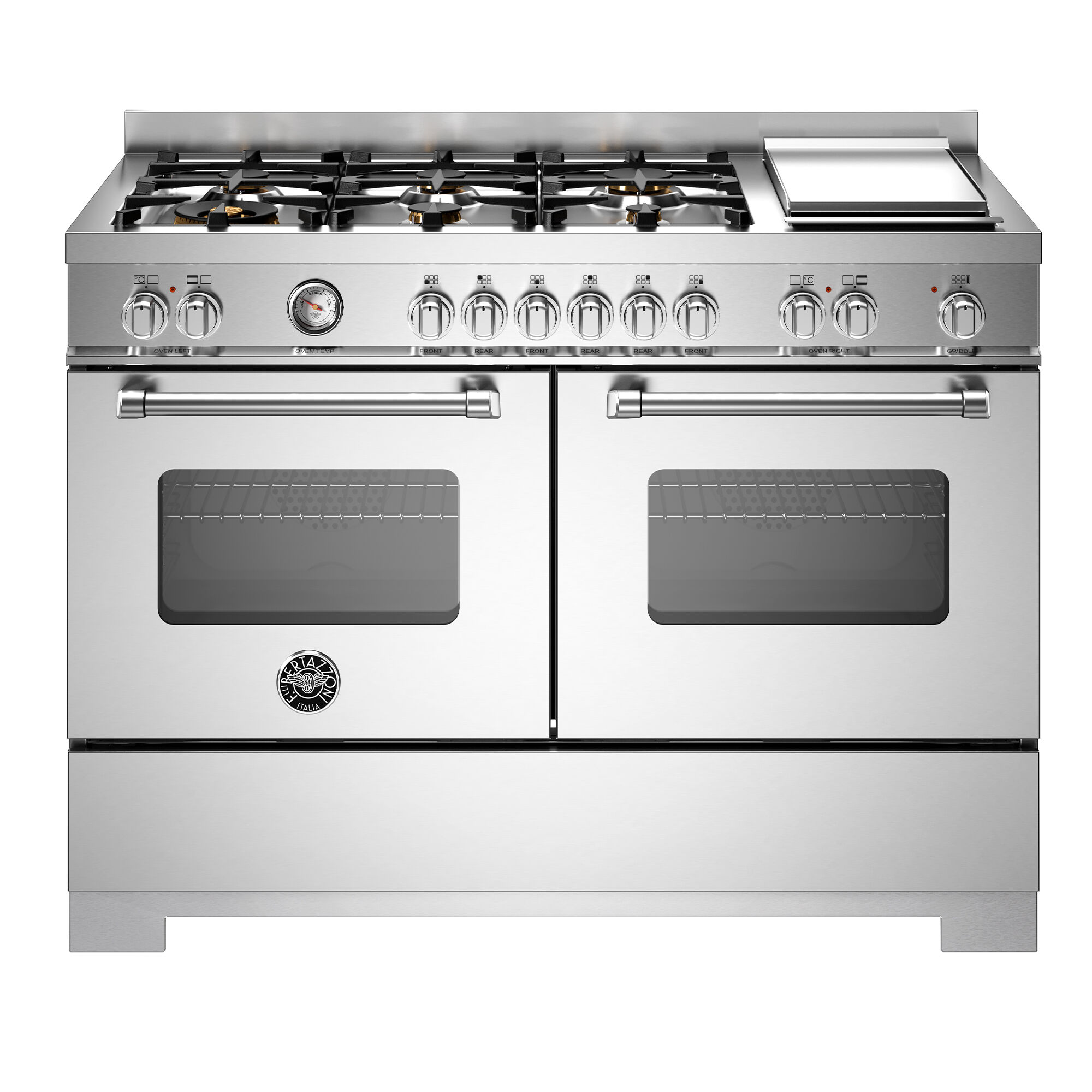Bertazzoni MAS126G2EXT2 Master gaskomfur 120 cm med 6 brændere, stegebord og 2 ovne, rustfrit stål