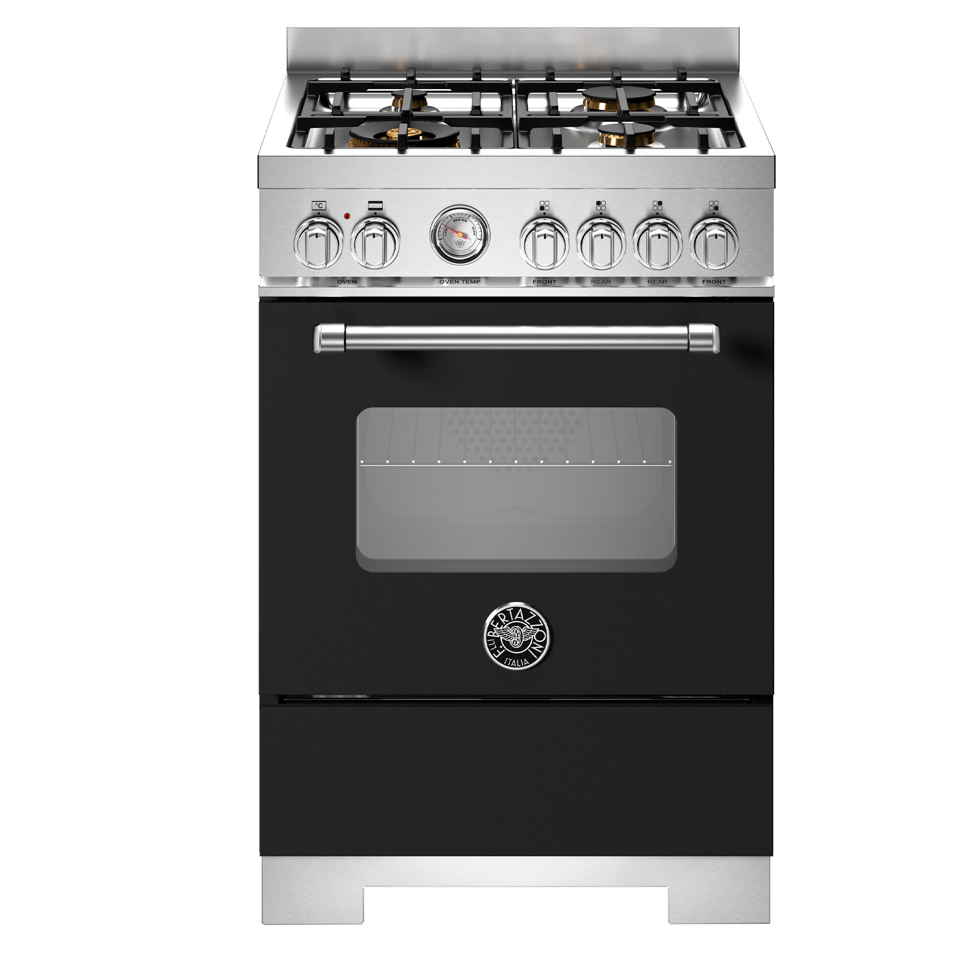 Bertazzoni MAS64L1ENET2 Master gaskomfur 60 cm med 4 brændere og 1 ovn, mat sort