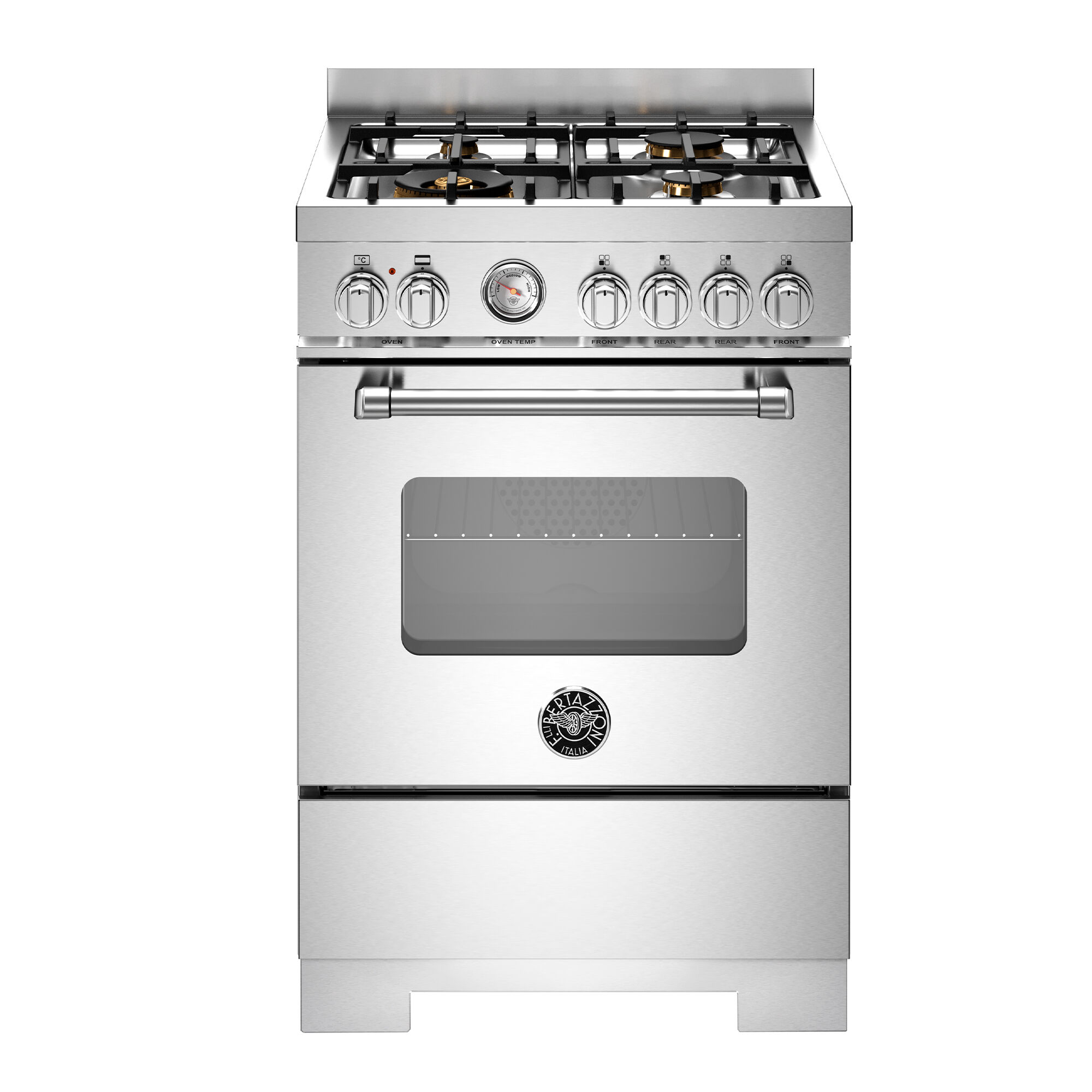Bertazzoni MAS64L1EXT2 Master gaskomfur 60 cm med 4 brændere og 1 ovn, rustfrit stål