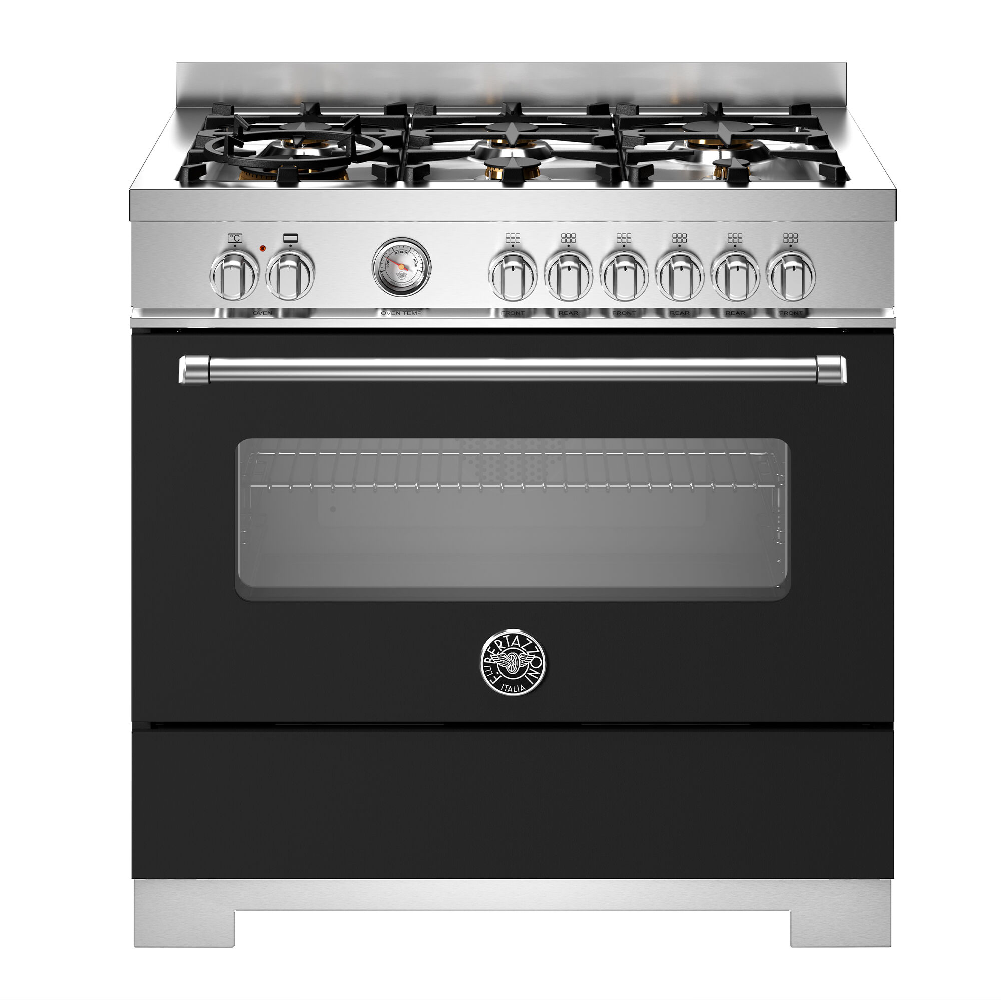 Bertazzoni MAS96L1ENET2 Master gaskomfur 90 cm med 6 brændere og 1 ovn, mat sort