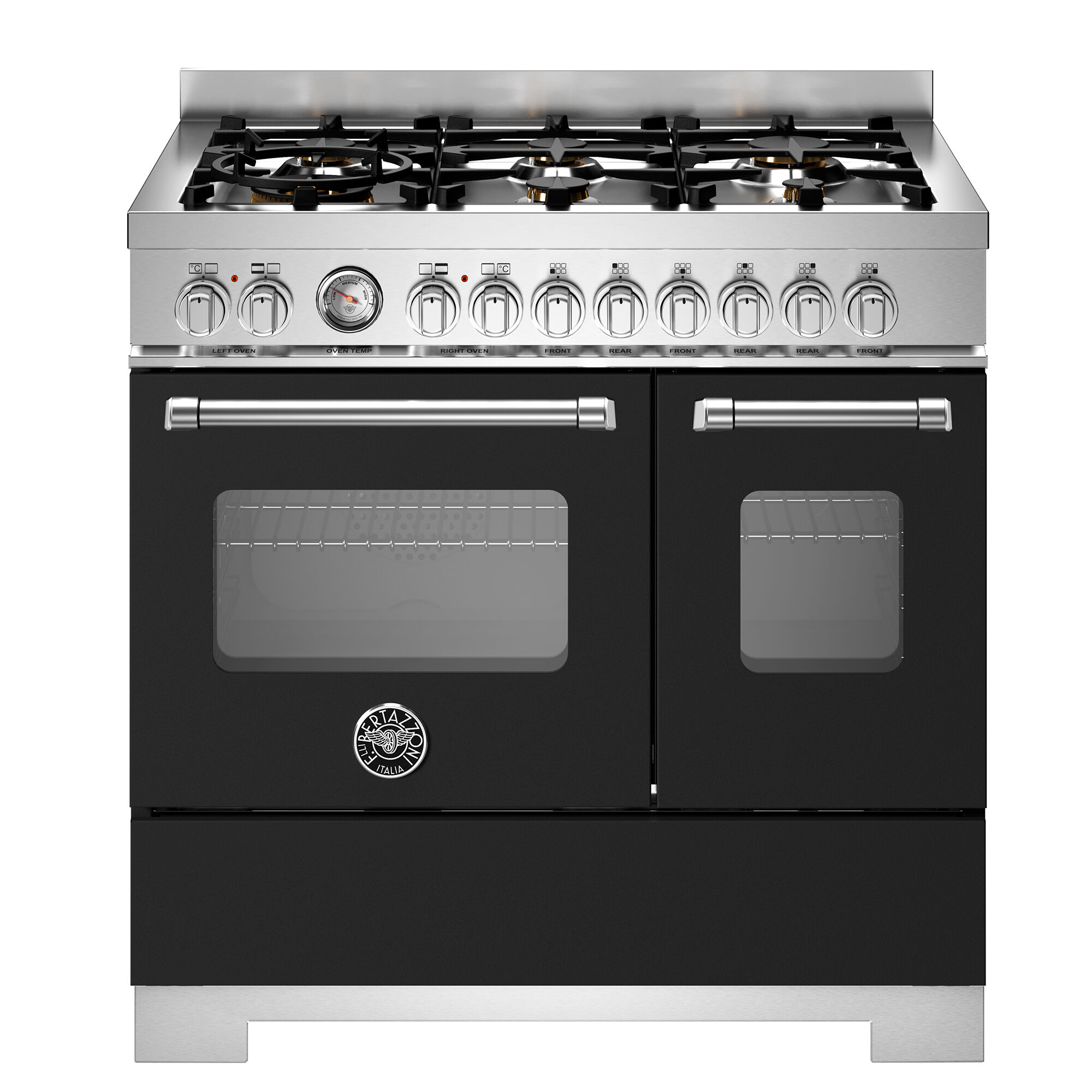 Bertazzoni MAS96L2ENET2 Master gaskomfur 90 cm med 6 brændere og 2 ovne, mat sort