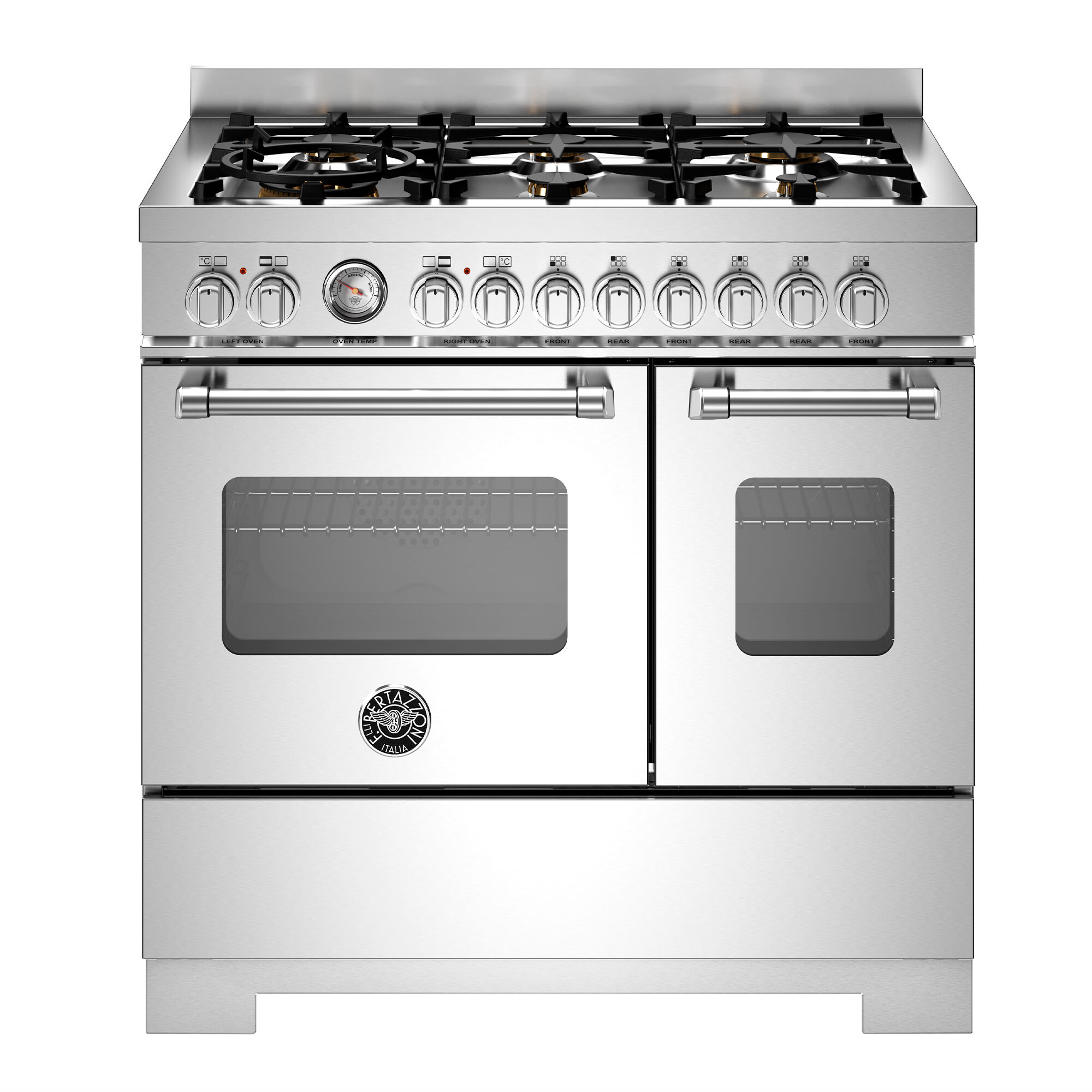 Bertazzoni MAS96L2EXT2 Master gaskomfur 90 cm med 6 brændere og 2 ovne, rustfrit stål